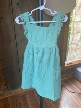 Baby Boden cotton gauzy  dress sage green 2-3 Y